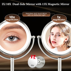 VESAUR Ampliación 1x/10x para detalles faciales sin distorsión.