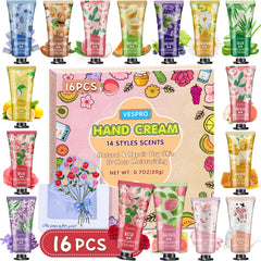 Conjunto Vespro de 16 cremas para manos con fragancias variadas para cada día.