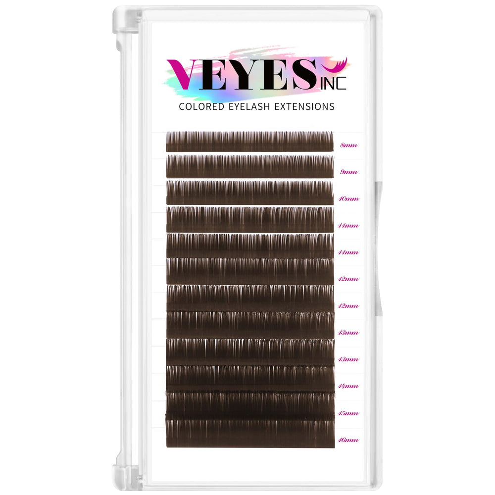 VEYES INC colored lash extensions tray with mixed lengths for versatile lash fans