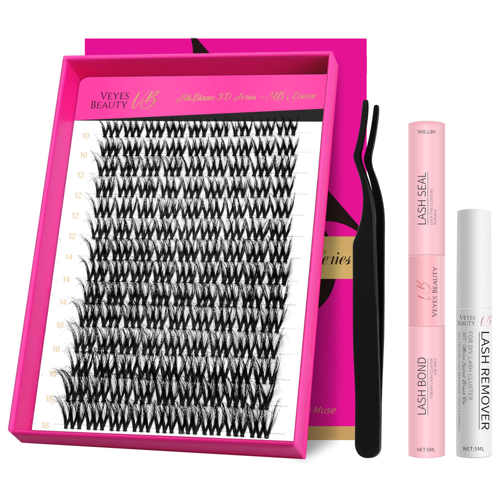 VEYESBEAUTY kit de pestañas clusters 3D fluffy para un look voluminoso y ligero