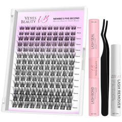 VEYESBEAUTY kit de clusters pour cils - application simple et rapide.