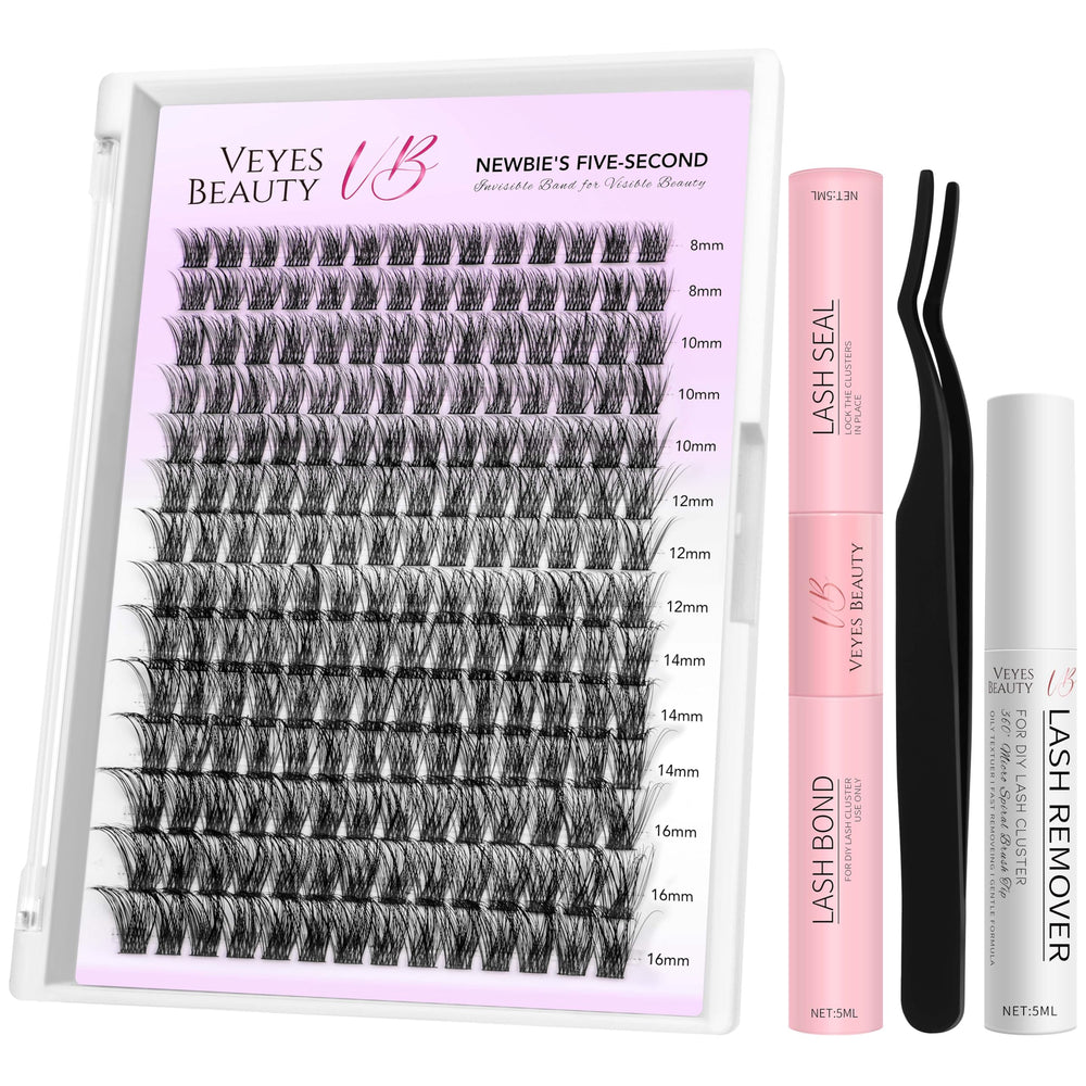 VEYESBEAUTY Ensemble de cils en groupes, emballage pratique pour ranger le kit.