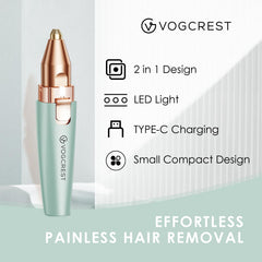 VG VOGCREST Afeitadora 2 en 1 para eliminar vello facial sin tirones.