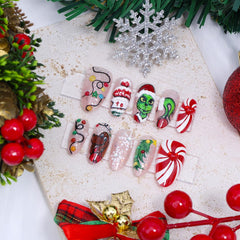 VGNRAR uñas Navidad almendra con diseño lindo para hacer en casa