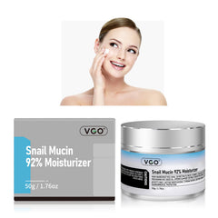 VGO Snail Mucin 92% bottle highlights deep hydration for dry, sensitive skin.