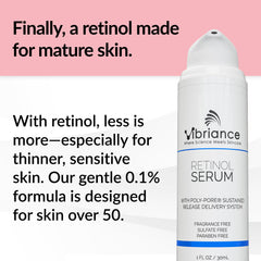 Application du Sérum Rétinol Vibriance sur le visage, douceur et hydratation possibles.