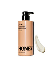 Victoria's Secret Pink miel-nutritiva crema cuerpo botella: hidratación suave para piel sedosa.