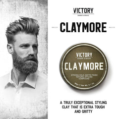 Claymore de Victory, fijación fuerte para peinados texturizados todo el día.