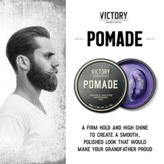 Pomada Victory Barber & Brand con fijación fuerte para peinados definidos.