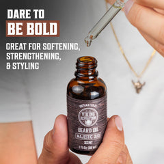 Aplicación diaria de aceite con argán y jojoba para suavidad de la barba.