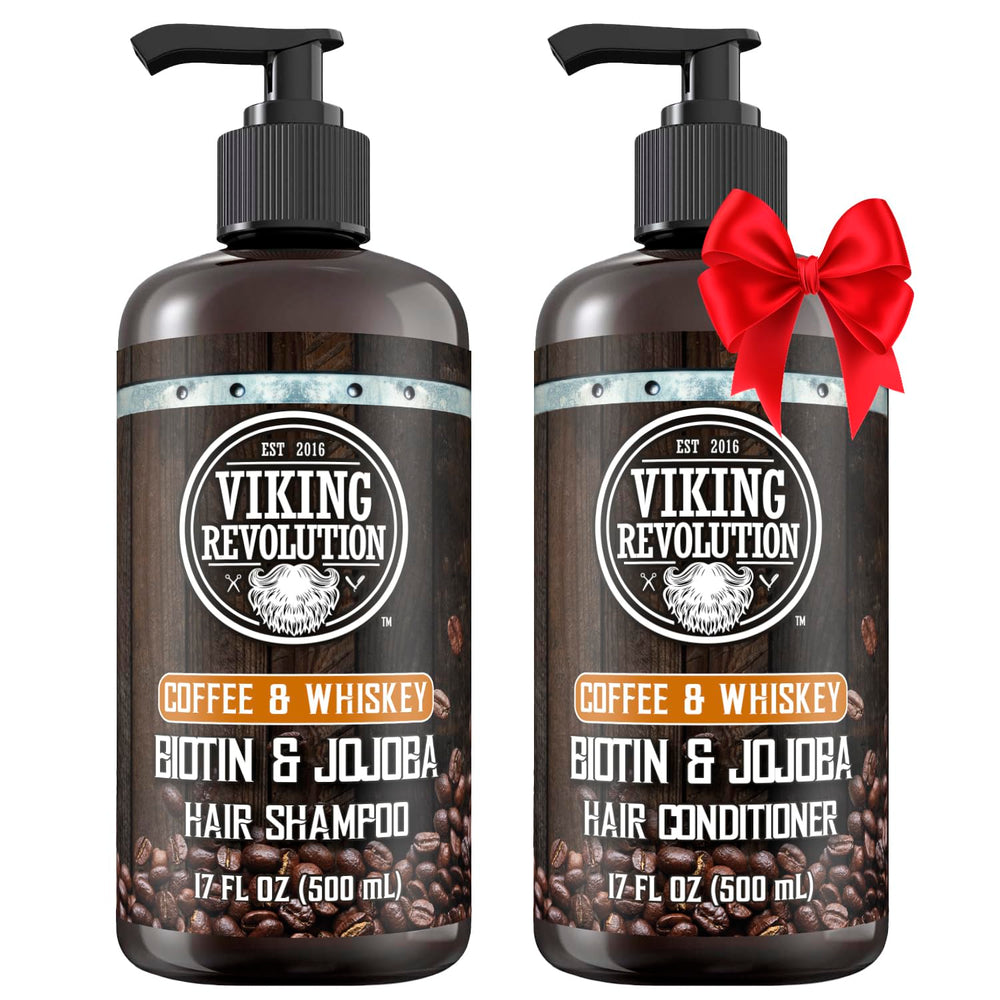 Viking Revolution: botella de champú cafe whiskey para hombres, aroma intenso.