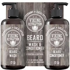 Champú para barba de Viking Revolution con argán y jojoba limpia suavemente la barba.