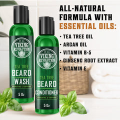 Viking Revolution Kit de Barba para cuidados diarios, presentado en su baño.