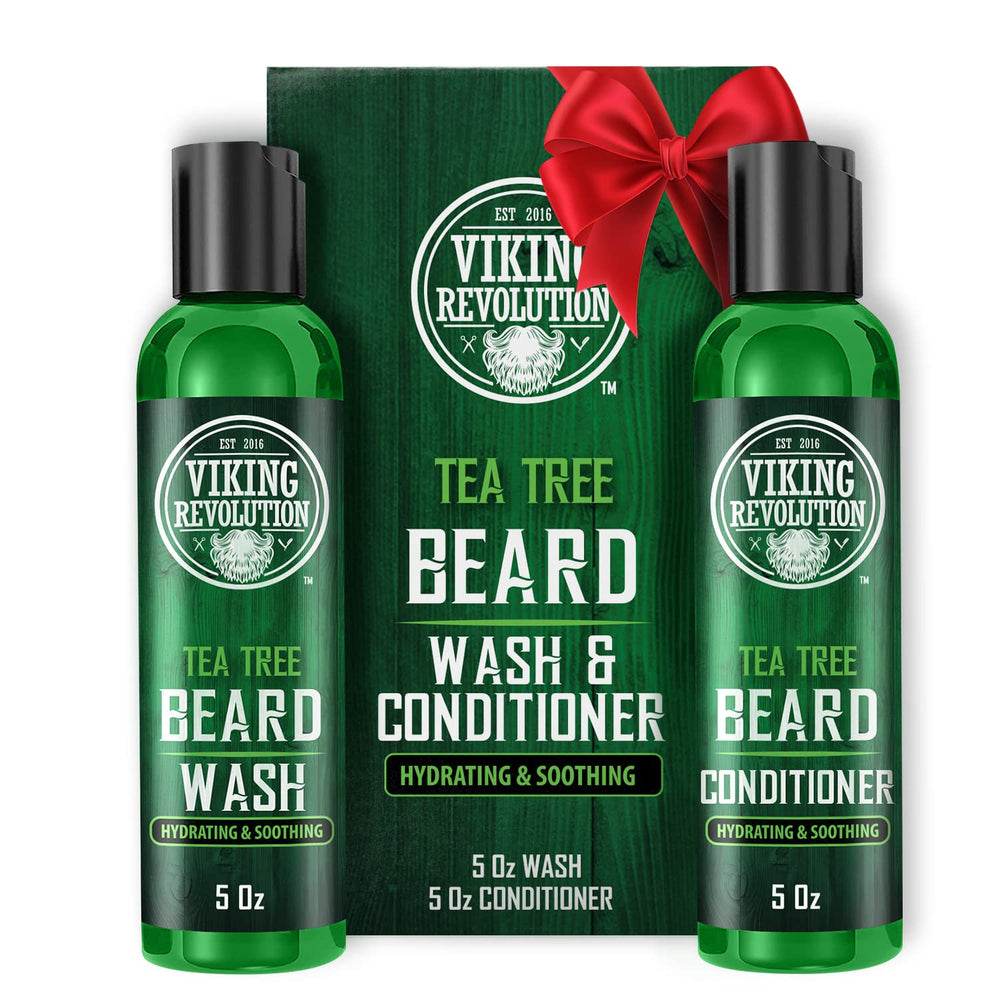 Viking Revolution Lava la barba con árbol de té para una limpieza suave.