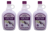Village Naturals Therapy lavender bath milk bottle in a 3-pack for hydrated skin