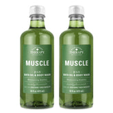 Village Naturals Therapy Muscle Foaming Bath Oil muestra la botella para un relax aromático.