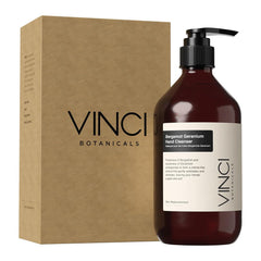 Vinci Botanicals Bergamot Geranium, botella de 500 ml, lavado exfoliante suave para manos.