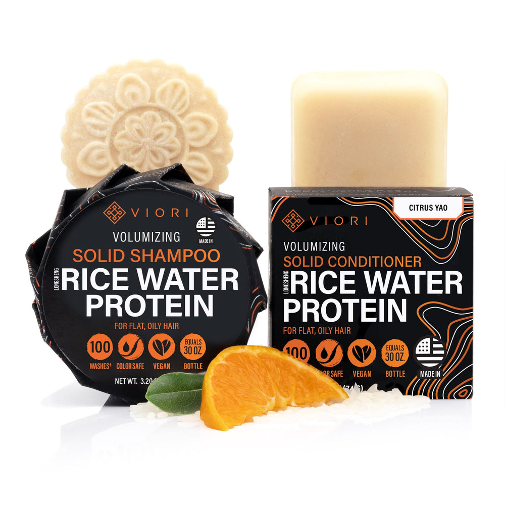 Viori Citrus Yao conjunto champú-barra, lavado sin envases para viajar.