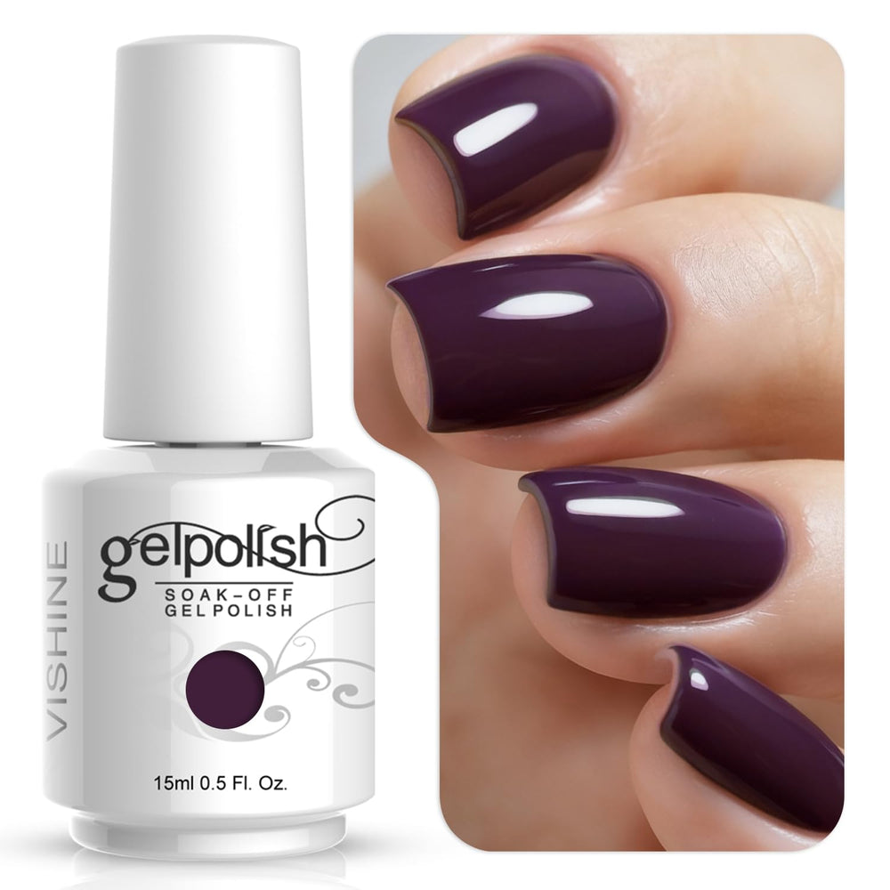 Vishine Gelpolish morado 15 ml, envase ideal para manicura profesional.