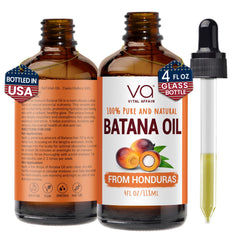 VITAL AFFAIR Batana Oil – bouteille en verre, présentation presse froide, soin nourrissant pour cheveux.