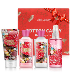 Vital Luxury kit de baño y cuerpo con algodon de azucar, empaque elegante para regalo