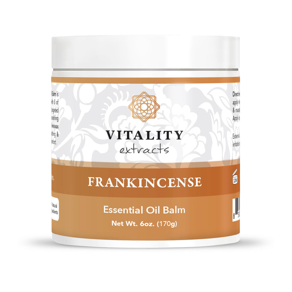 Vitality bálsamo de incienso en tarro de 6oz, ideal para piel seca.