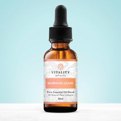 Vitality Morning Glow, sérum-applicateur, absorption rapide pour une peau douce et lumineuse.