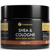 VITALSKINOIL manteca corporal para hombres, bote negro, hidratación suave y colonia discreta.