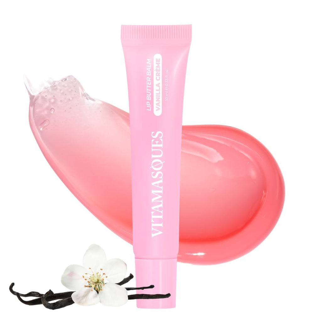 Vitamasques Lip Butter Balm Vanilla Creme en envase; hidratación profunda para labios secos.
