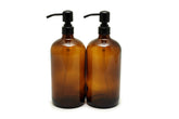 Vivaplex botellas ámbar 32 oz vista frontal, ideal para jabones o lociones caseras.