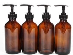 Vivaplex botellas de vidrio ámbar de 8 onzas con bomba negra para loción, protegen de la luz.
