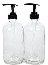 Vivaplex: botella de vidrio claro de 16 onzas con bomba negra, ideal para lociones.