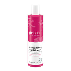Acondicionador Viviscal Fortalecimiento, botella visible, cabello más nutrido y manejable.