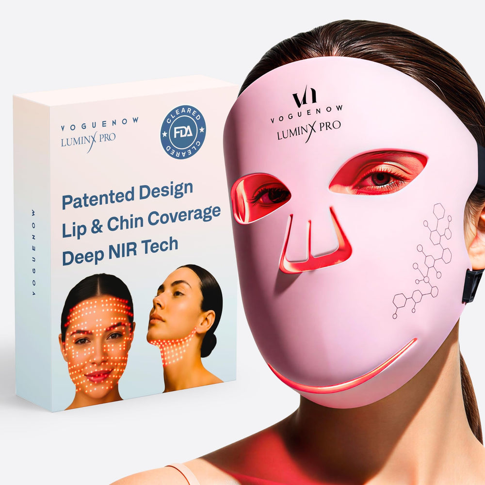 VogueNow LuminX Pro, cobertura facial completa con 280 LEDs para iluminación uniforme.