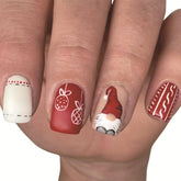 Uñas postizas Vopintpy Gnome navideño, acabado mate para fiestas y uso diario.