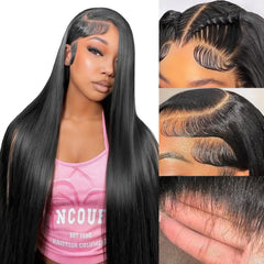 Peluca Vorynix recta 32 pulg. frente encaje 13x6 para cabello natural.