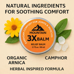 VOSETOKELA Mountain 3X Balm con camfora y arnica para sensación fresca y calmante.