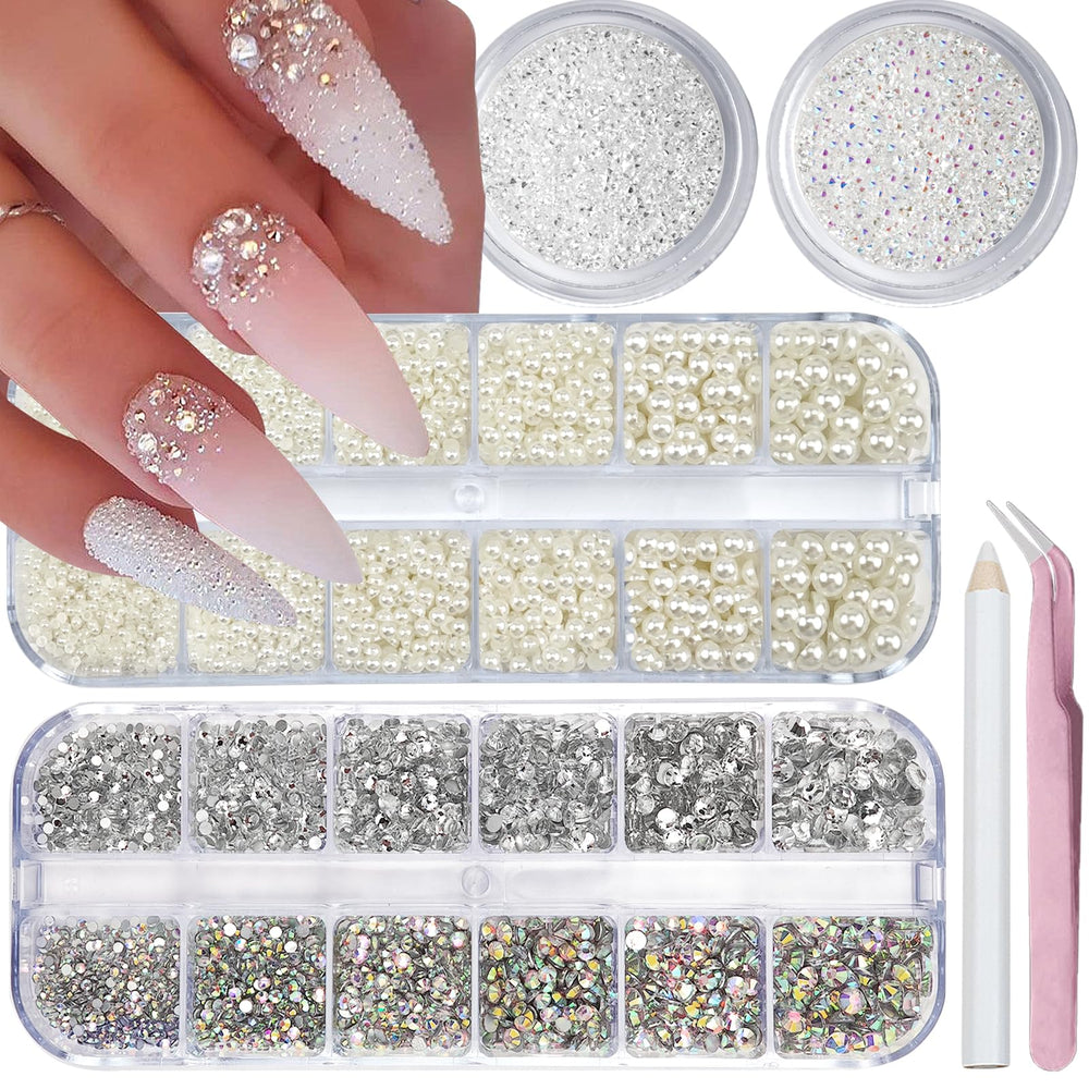 Piedras flatback de VOTACOS con brillo AB para uñas acrílicas, ideal para acentuar diseños.