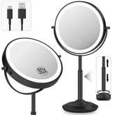 Espejo vpu con doble cara 1x y 30x para maquillaje detallado.