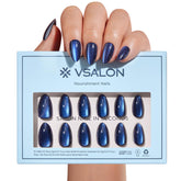 VSALON uñas ojo-gato azul with efecto terciopelo para un look elegante