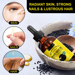 VXHDAG frasco vidrio 60 ml aceite negro virgen para piel y cabello.