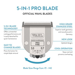 Lame Wahl Pro Animal 5-en-1 pour 5 Style Groom, polyvalente et efficace.