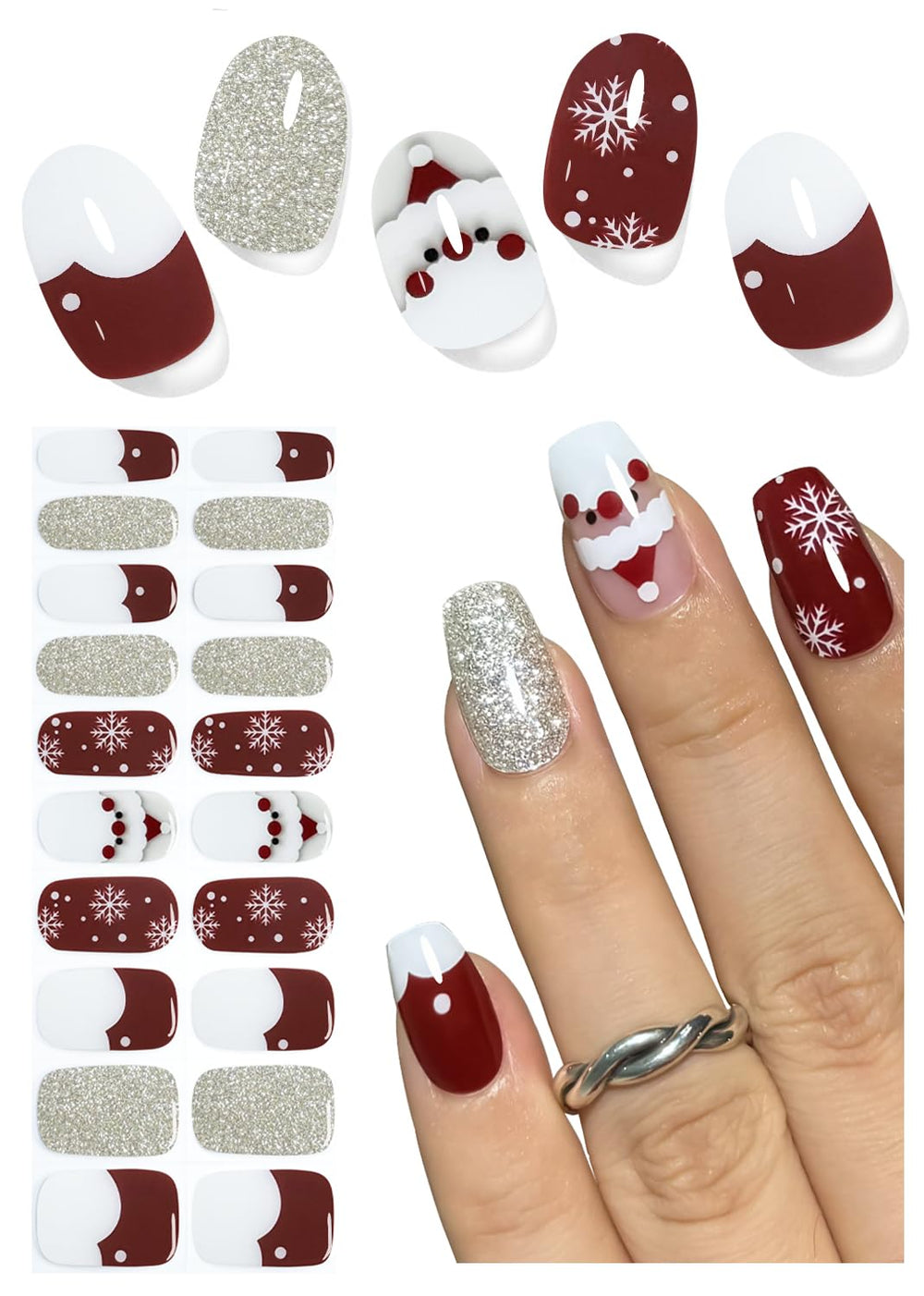 Wahrshei Santa navideño en uñas para look festivo.