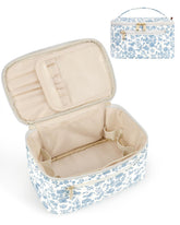 Bolso Wandering Nature acolchado azul con flor protege cosméticos durante viajes