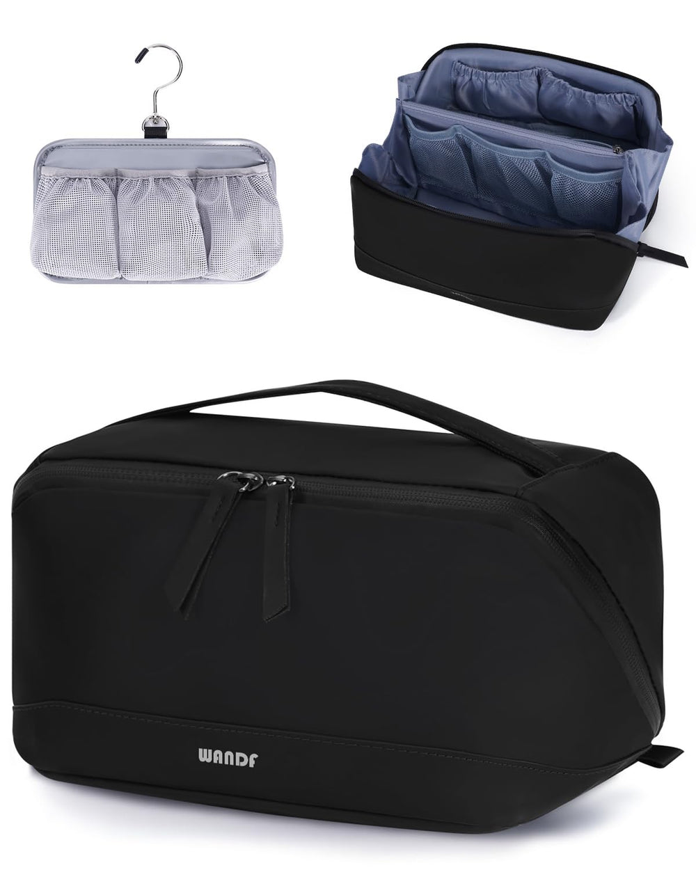 WANDF bolsa de aseo impermeable con colgante 360 para viaje ordenado.