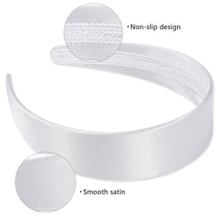 WantGor diadema seda blanca para diario, cabello recogido y ordenado.