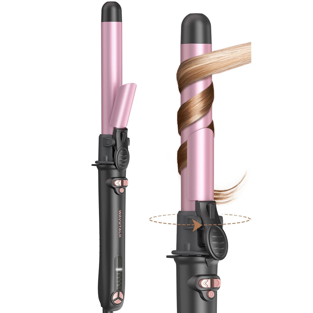 Wavytalk Rizador rizos giratorio con barril para rizos definidos y duraderos.