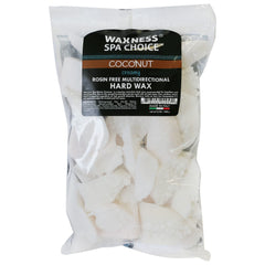 Waxness Spa Choice cera dura cremosa multidireccional coco, facilita depilación suave.