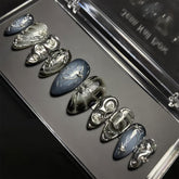 Uñas postizas WBRRFJJ con joyas 3D plateadas para un look glamuroso