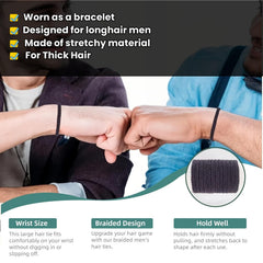 WDGROW pulsera-tira para pelo tejida en negro, cómoda para uso diario.